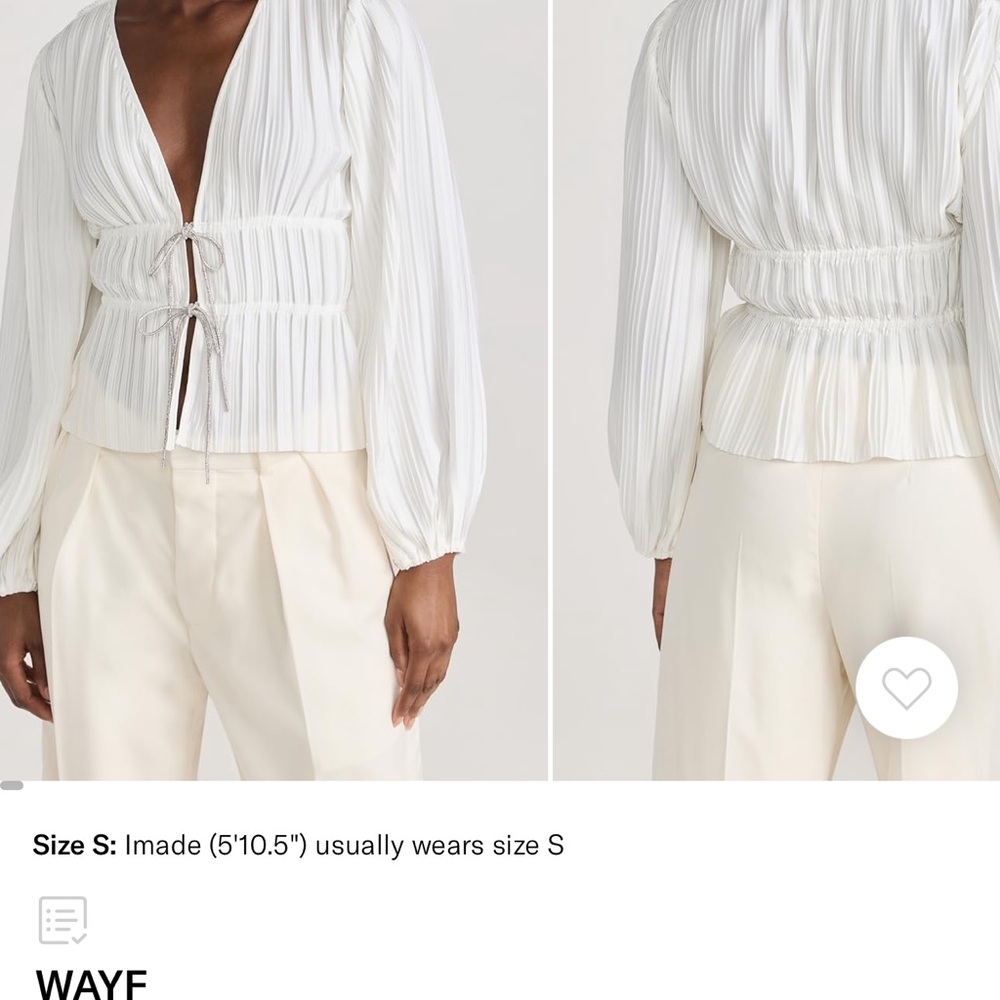 WAYF Women's Cream Pleated Blouse